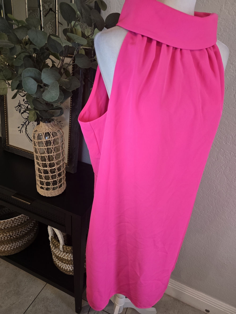 Sail to Sable Women’s Pink hydra cowl Neck Shift Dress Lined Button XL - Picture 3 of 9